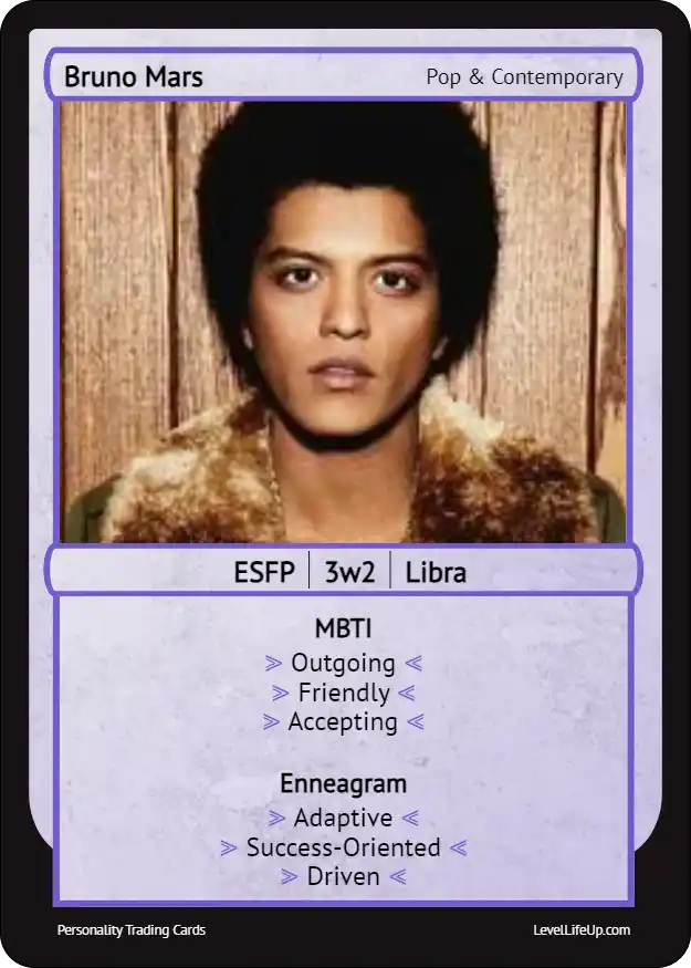 Bruno Mars enneagram card
