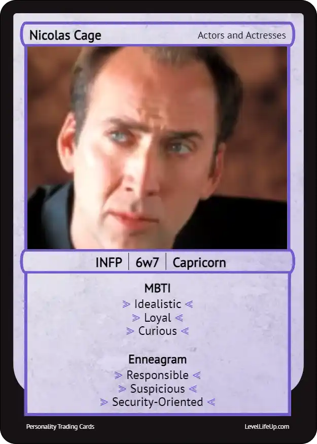 Nicolas Cage Enneagram & MBTI Personality Type